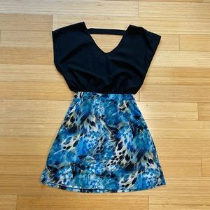 Xhileration Dress black and blue cheetah print